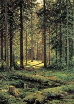 Paisajes Painting - Bosque de coníferas día soleado 1895 paisaje clásico Ivan Ivanovich árboles